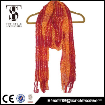 Fluorescence colors Ladder yarn knited scarf with lurex